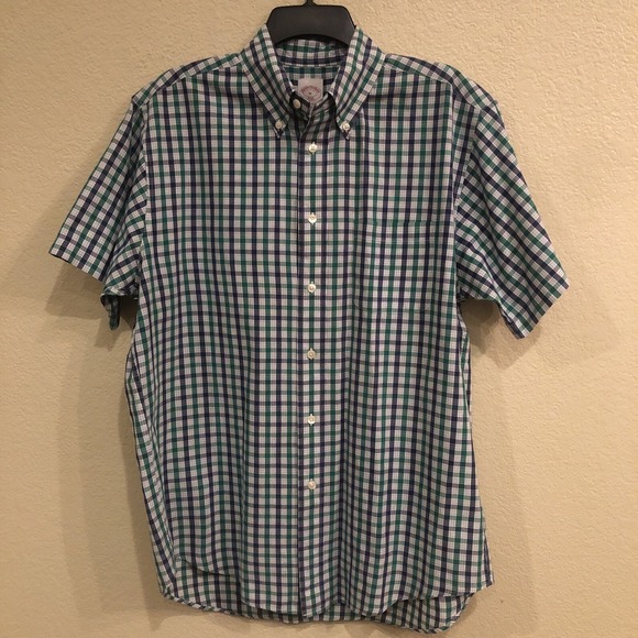Brooks Brothers Other - Brooks Brothers Mens Medium 346 Navy Green Plaid Button Shirt